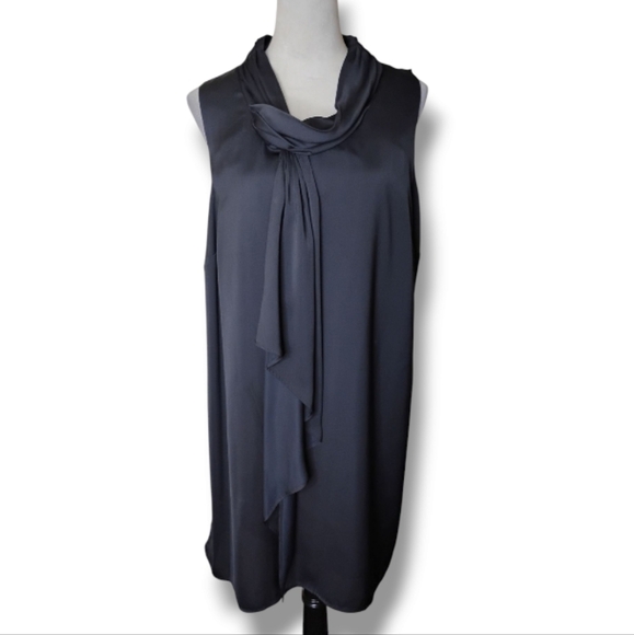 Lane Bryant Scarf/Wrap-Neck Shift Dress | Black | Sleeveless | 18 - Picture 1 of 6